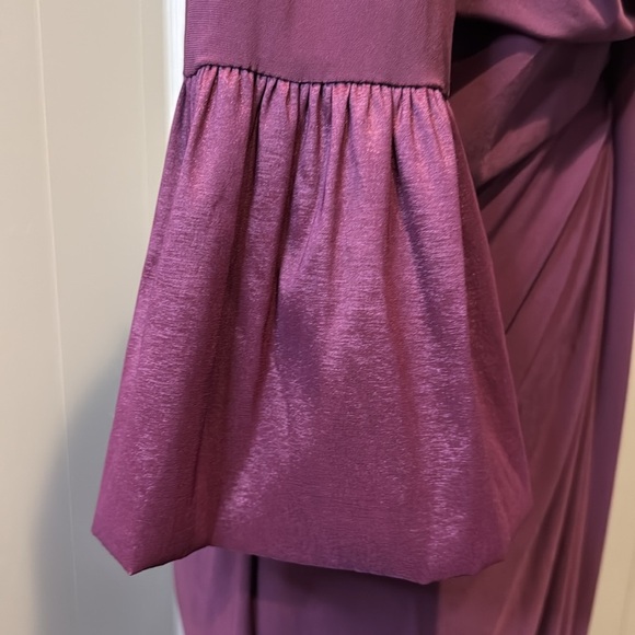 NWT Adrianna Papell Women's 14 Twist Front Jersey Gown 2/3 Bell Sleeves Zipper - Picture 6 of 11